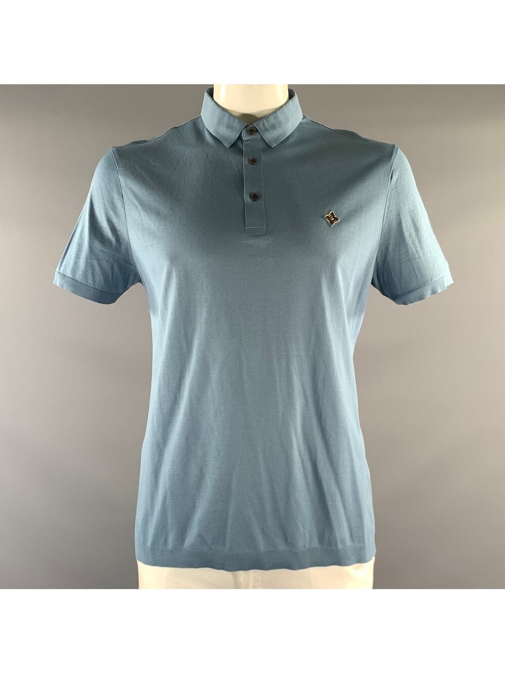 LOUIS VUITTON Size XL Blue Teal Cotton Blend Buttoned Polo